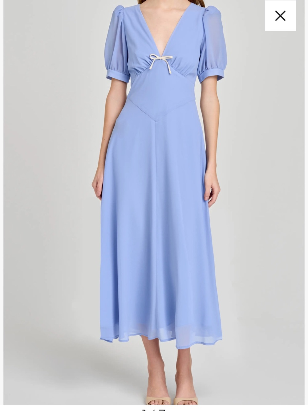 Wayf Powder Blue Maxi Dress with Puff Sleeves